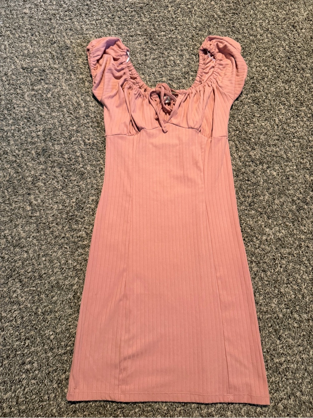 Capella Dusty Rose Ribbed Ruched Midi Dress Size L
